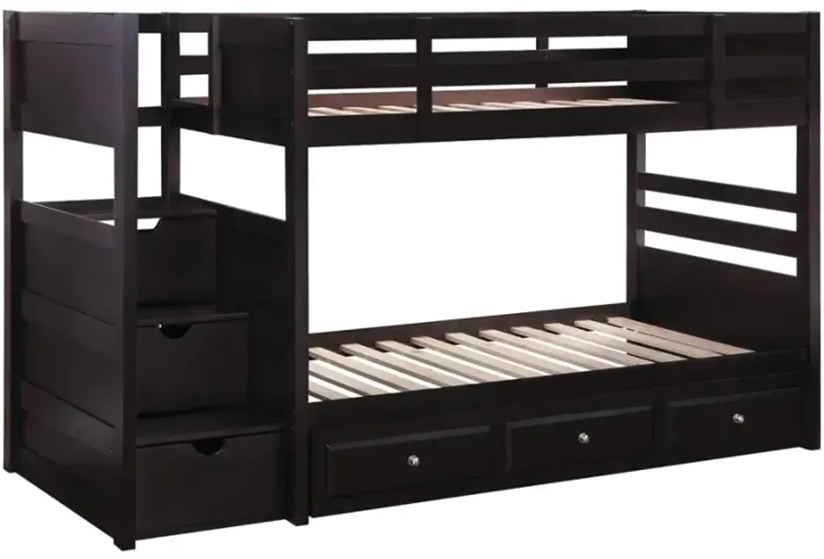 Elliott Twin Over Twin Stairway Bunk Bed Cappuccino