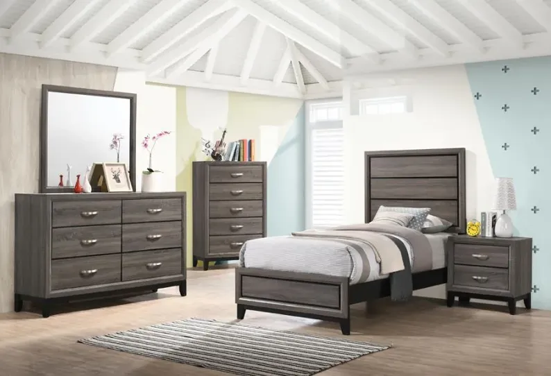 Watson 5-piece Twin Panel Bedroom Set Grey Oak