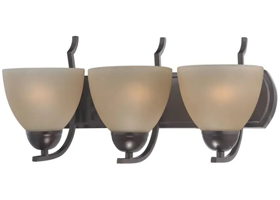 Kingston 3-Light Vanity Light in Oil Rubbed Bronze with Cafe Tint Glass