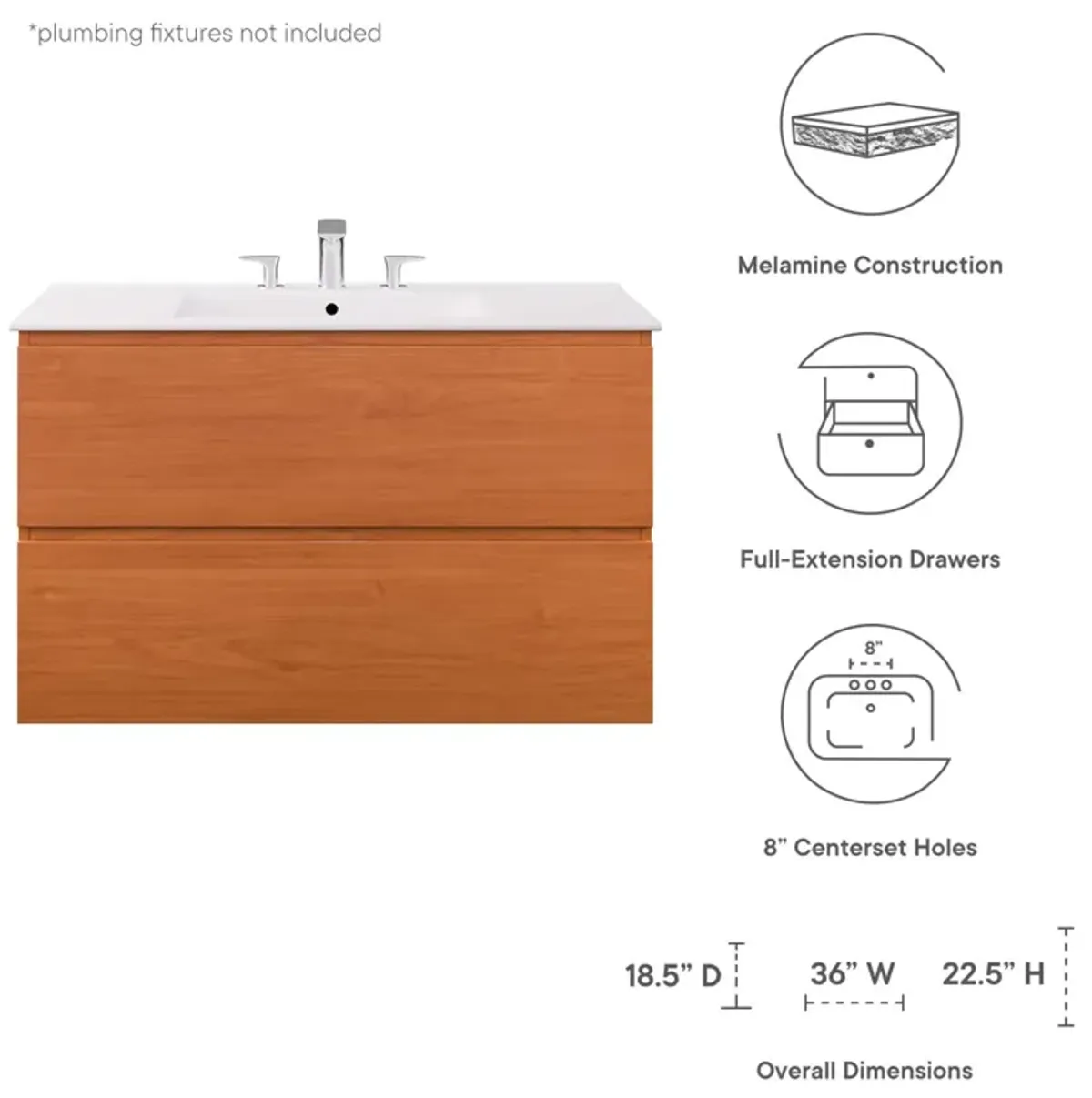 Scenic 36" Wall-Mount Bathroom Vanity