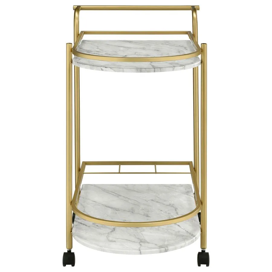 Desiree 2-tier Bar Cart with Casters Gold