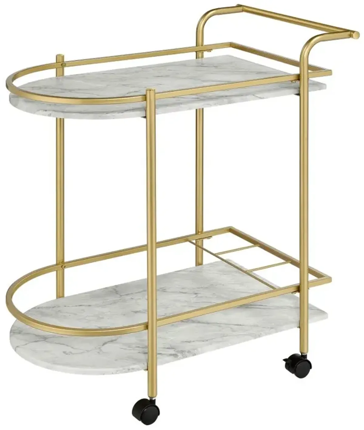 Desiree 2-tier Bar Cart with Casters Gold