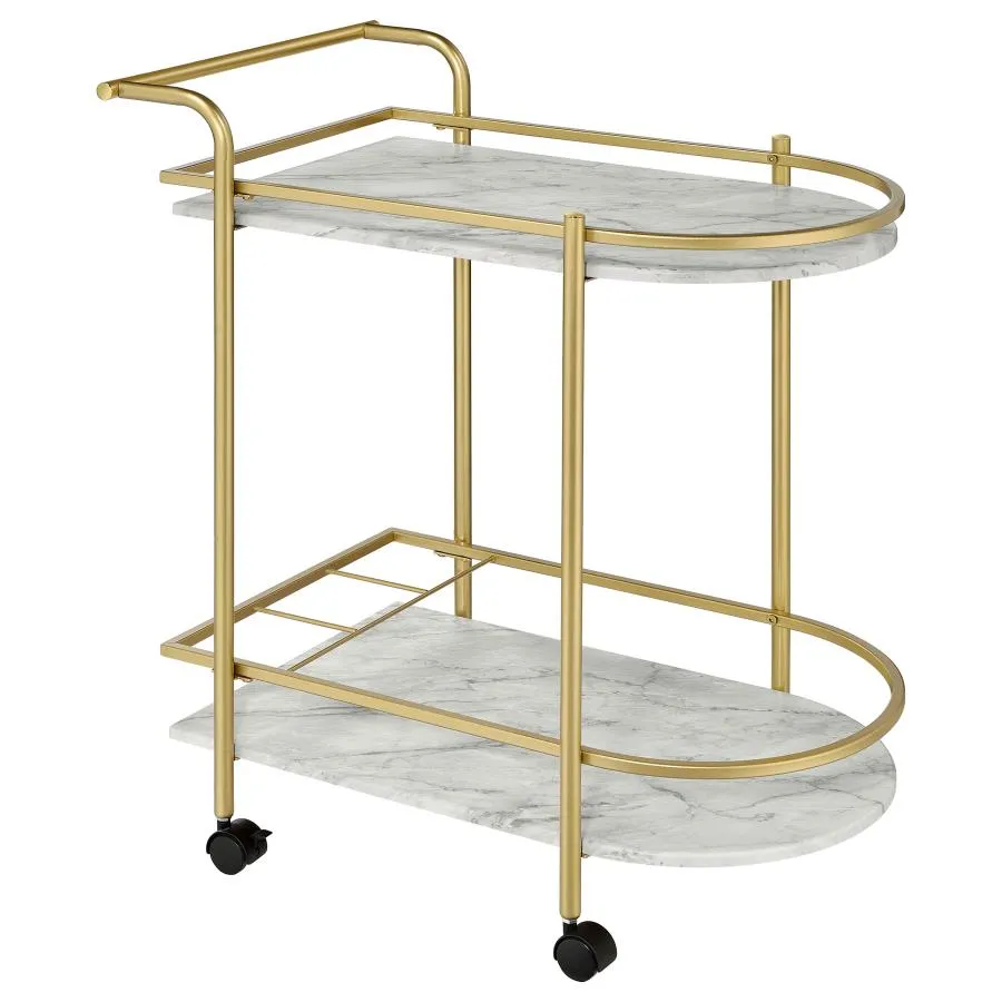 Desiree 2-tier Bar Cart with Casters Gold