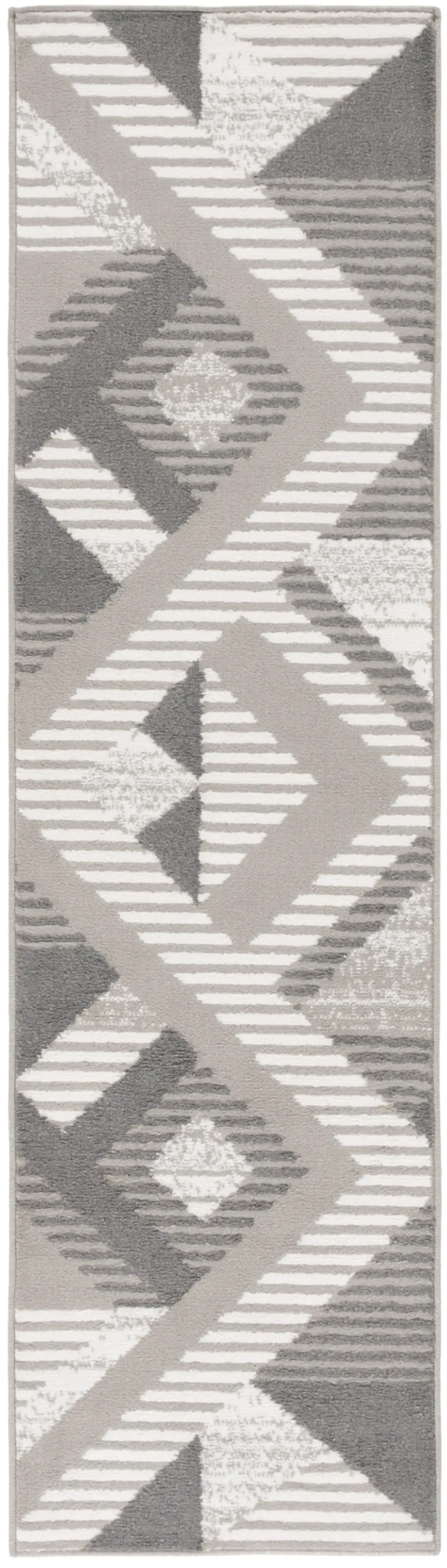 PYRAMID 240 GREY  2'-2' x 8' Runner Rug