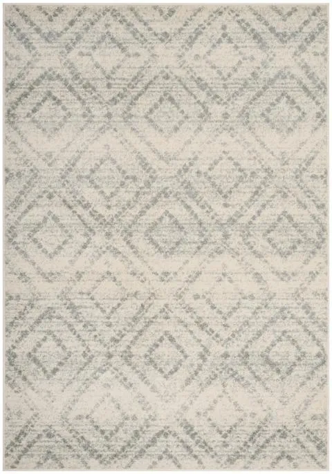 Adirondack Contemporary Ivory / Light Blue 6' X 6' Round Powerloomed Rug