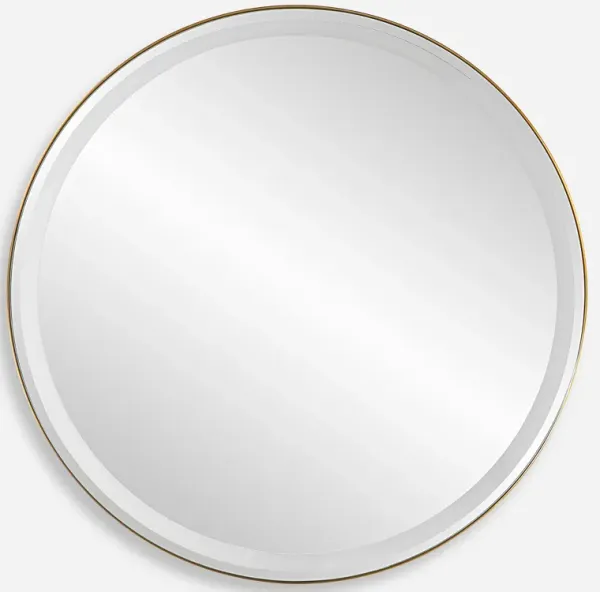 Crofton Lighted Brass Round Mirror