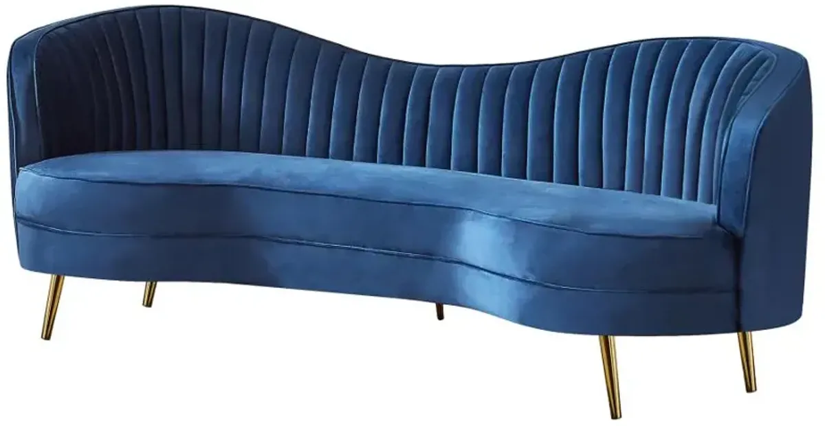 Sophia Upholstered Camel Back Sofa Blue