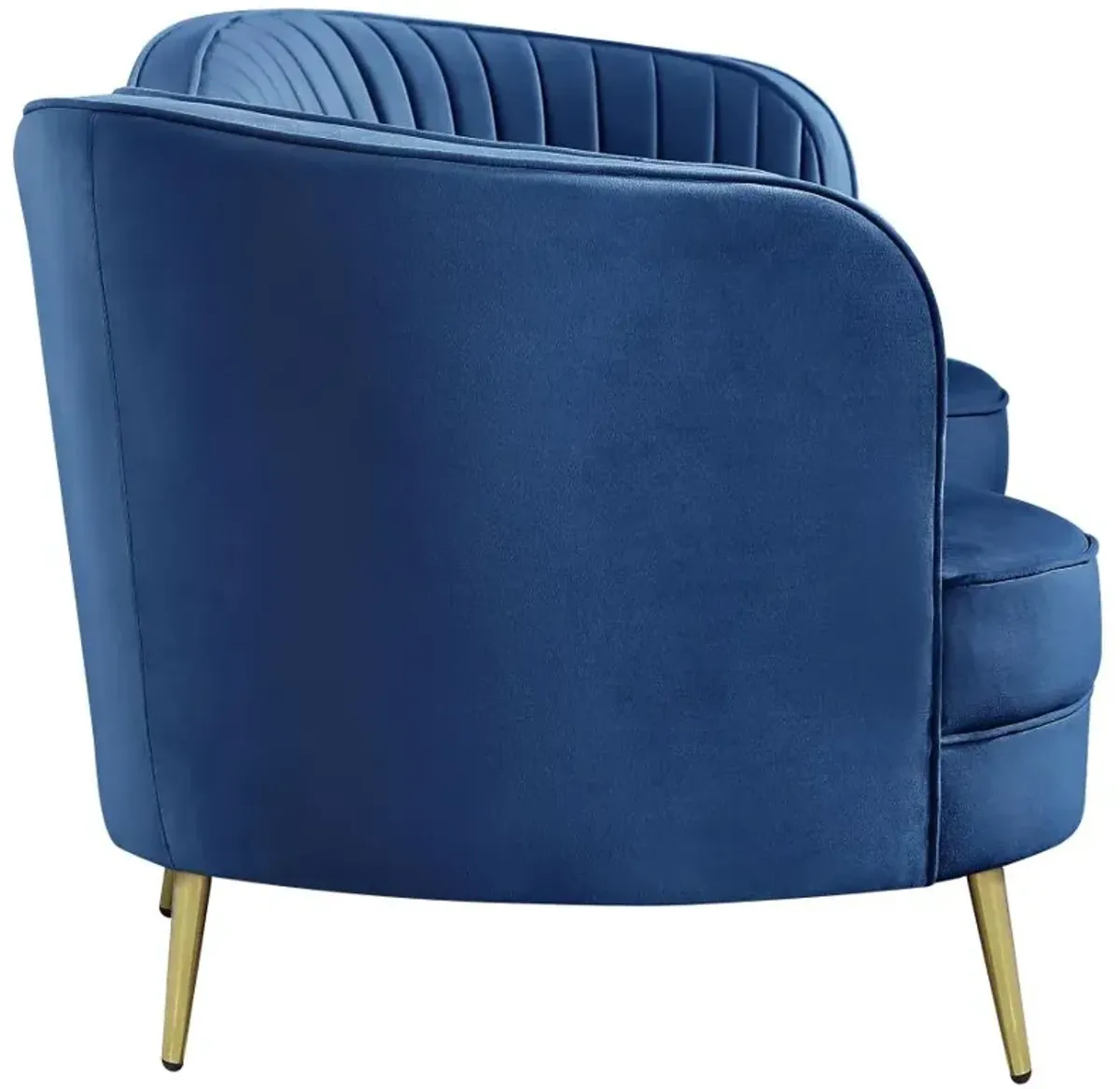 Sophia Upholstered Camel Back Sofa Blue