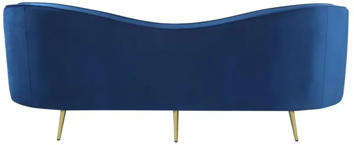 Sophia Upholstered Camel Back Sofa Blue