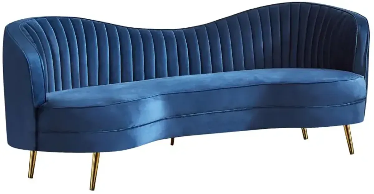 Sophia Upholstered Camel Back Sofa Blue