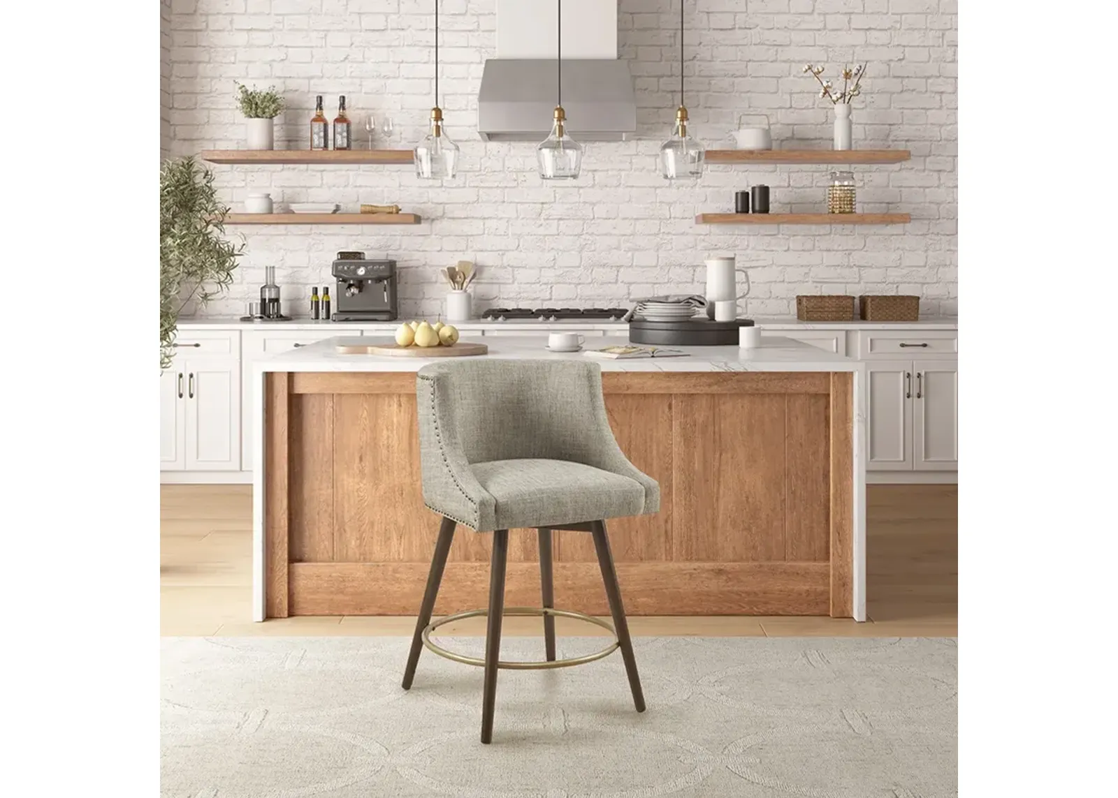 Madison Park Mateo Beige Multi Swivel Counter Stool