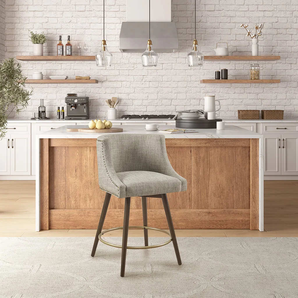 Madison Park Mateo Beige Multi Swivel Counter Stool