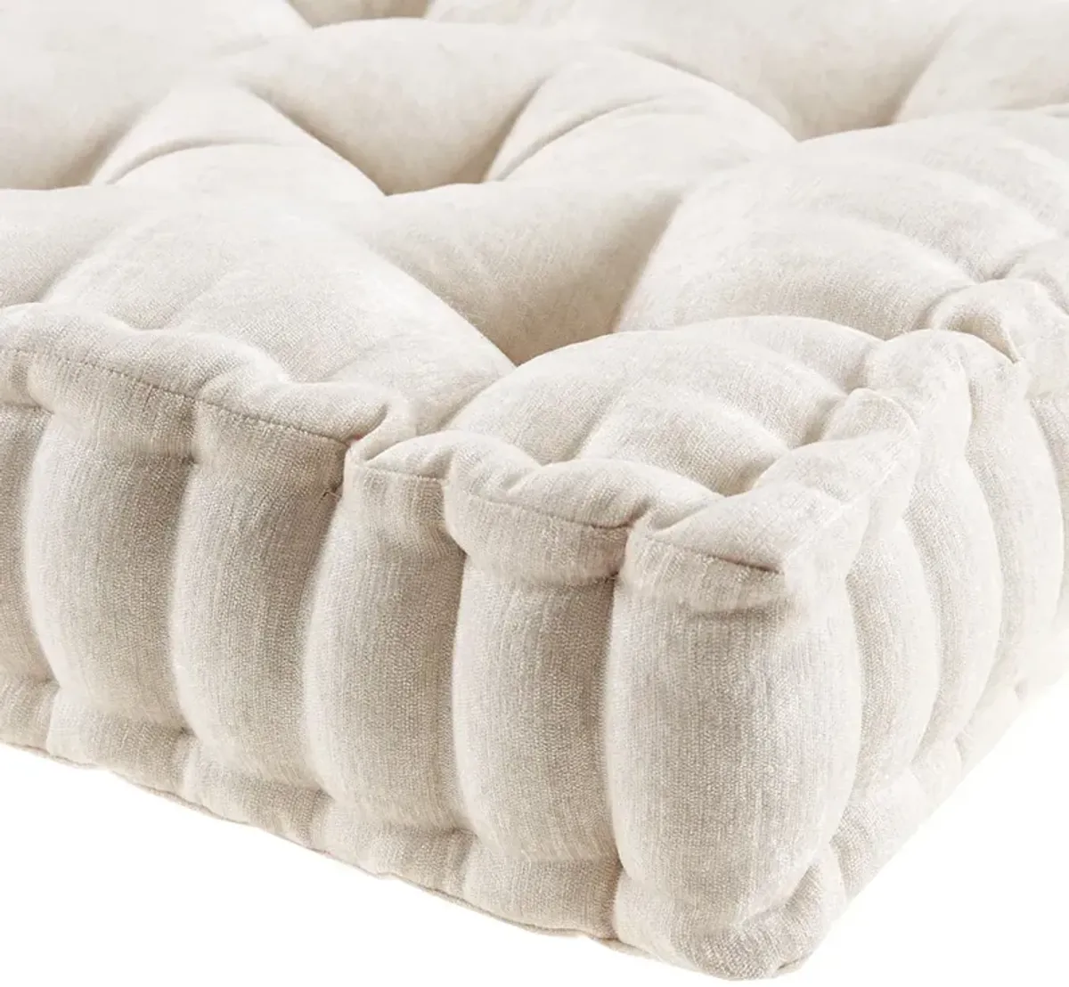 Intelligent Design Azza Ivory Poly Chenille Square Floor Pillow Cushion