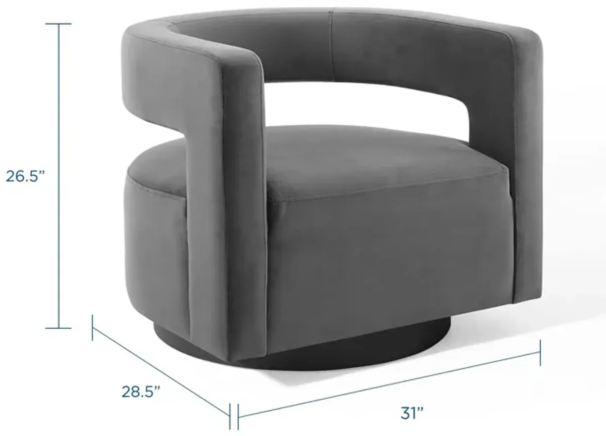 Spin Cutaway Performance Velvet Swivel Armchair