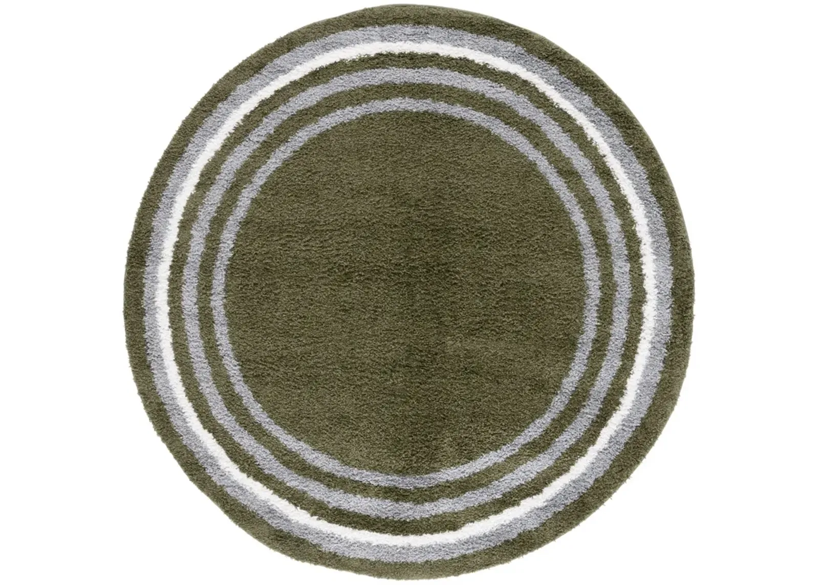 BORDER & STRIPE SHAG 251 Green 6'-7' X 6'-7' Round Round Rug