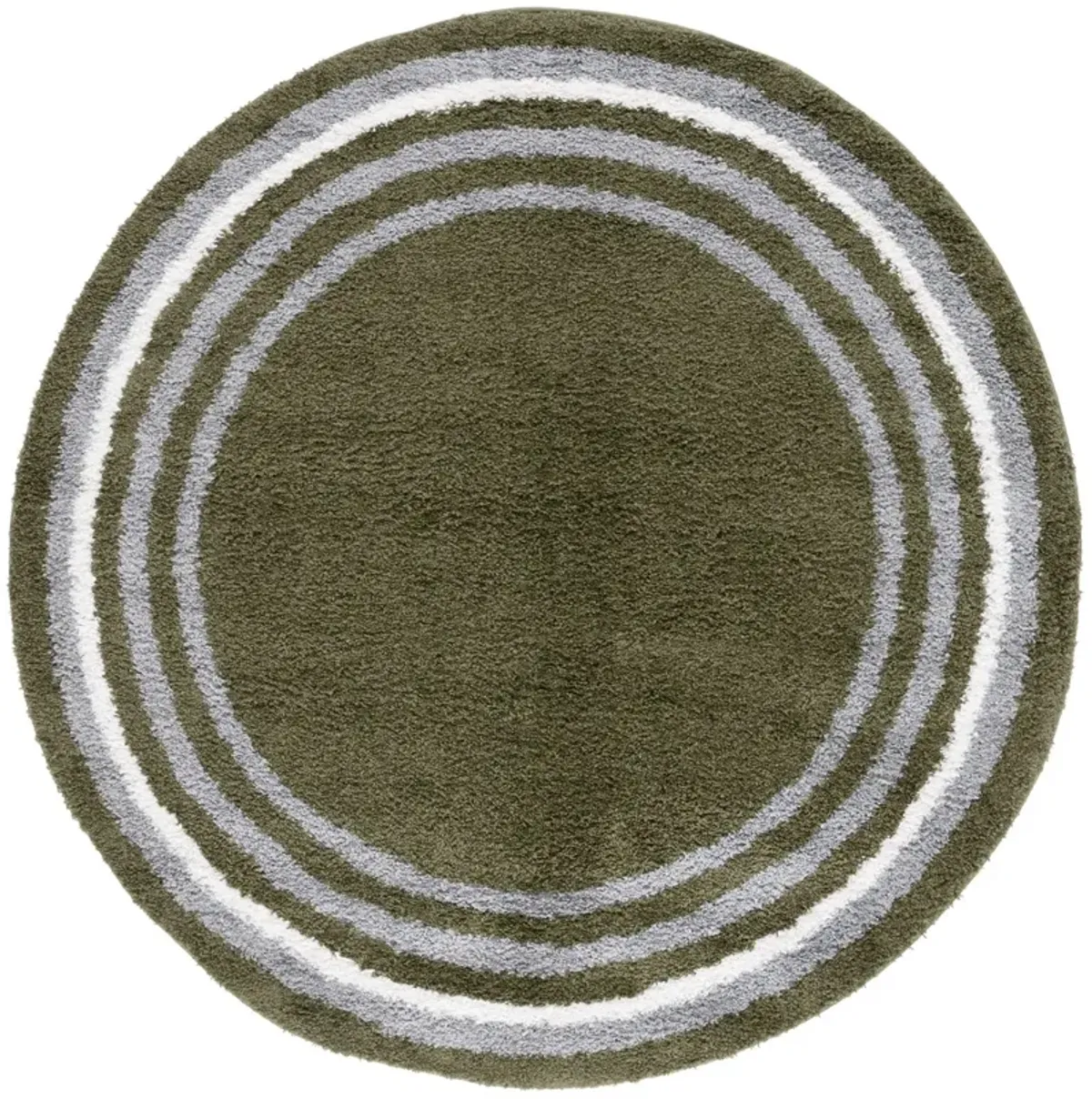 BORDER & STRIPE SHAG 251 Green 6'-7' X 6'-7' Round Round Rug