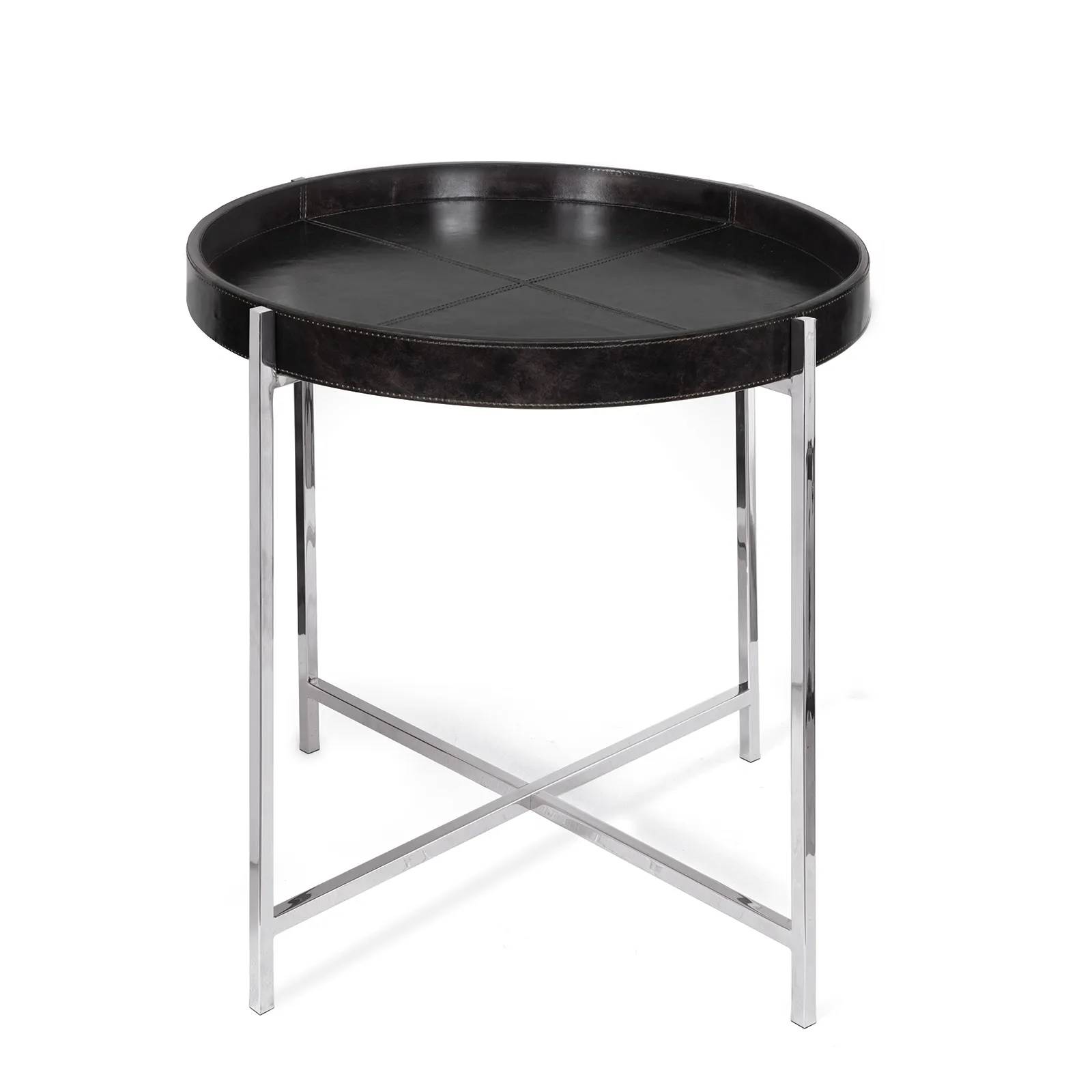 Derby Black Leather Tray Table