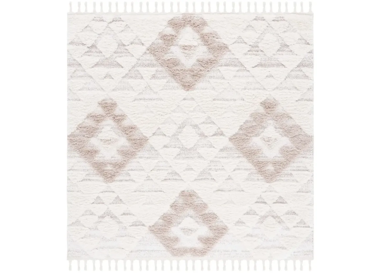 MOROCCAN TASSEL SHAG 688 IVORY  6'-7' x 6'-7' Square Square Rug