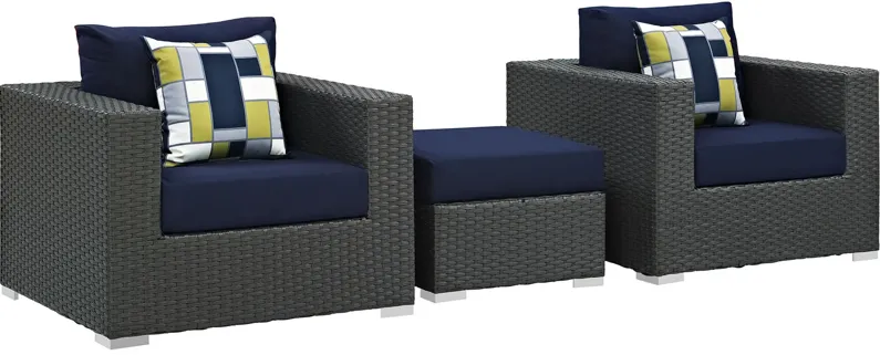 Sojourn 3 Piece Outdoor Patio Sunbrella® Sectional Set