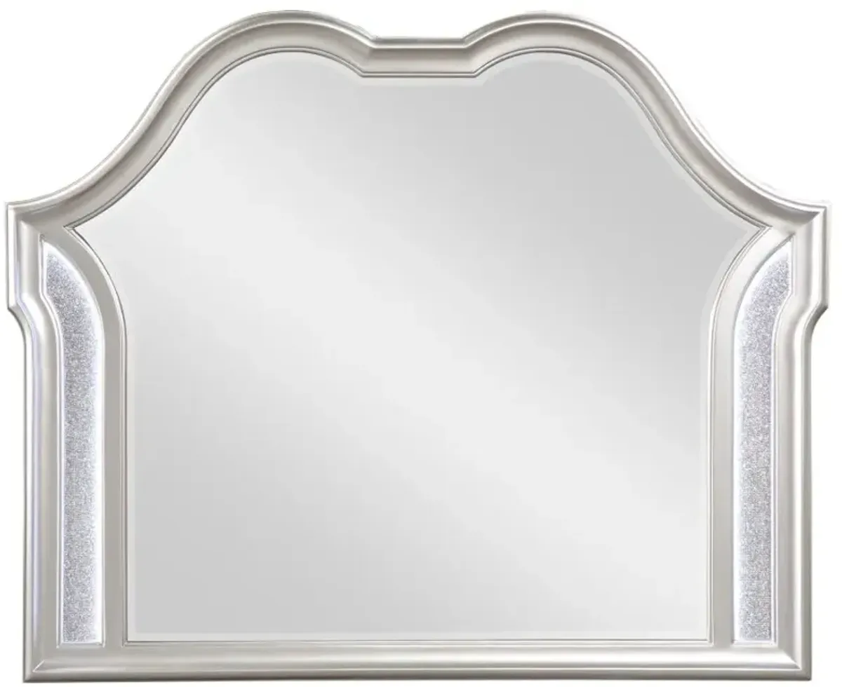 Evangeline Camel Top Dresser Mirror Silver Oak