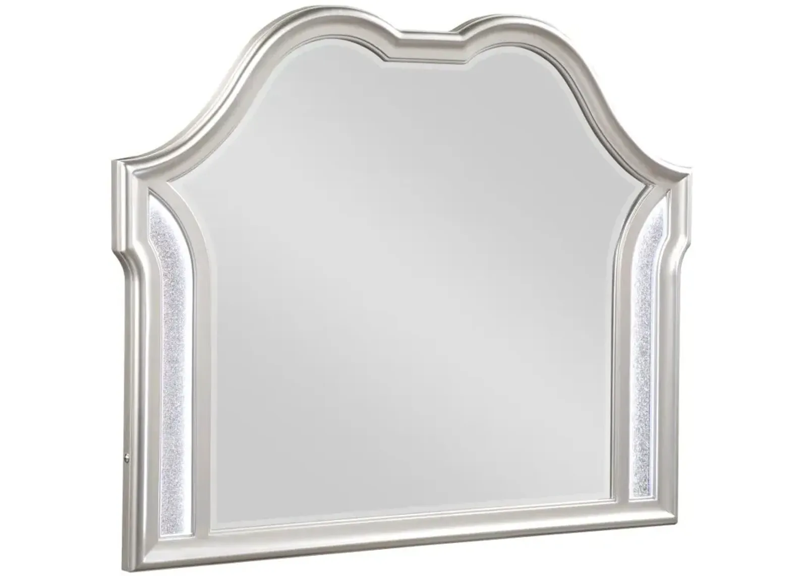 Evangeline Camel Top Dresser Mirror Silver Oak