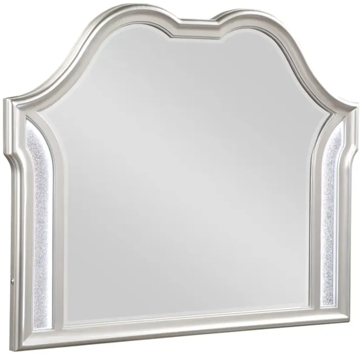 Evangeline Camel Top Dresser Mirror Silver Oak