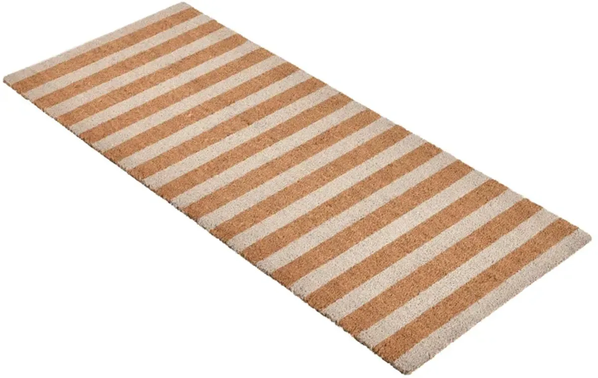 Striped 24"x57" Doormat Choir Front and PVC Backing Ivory and Natural