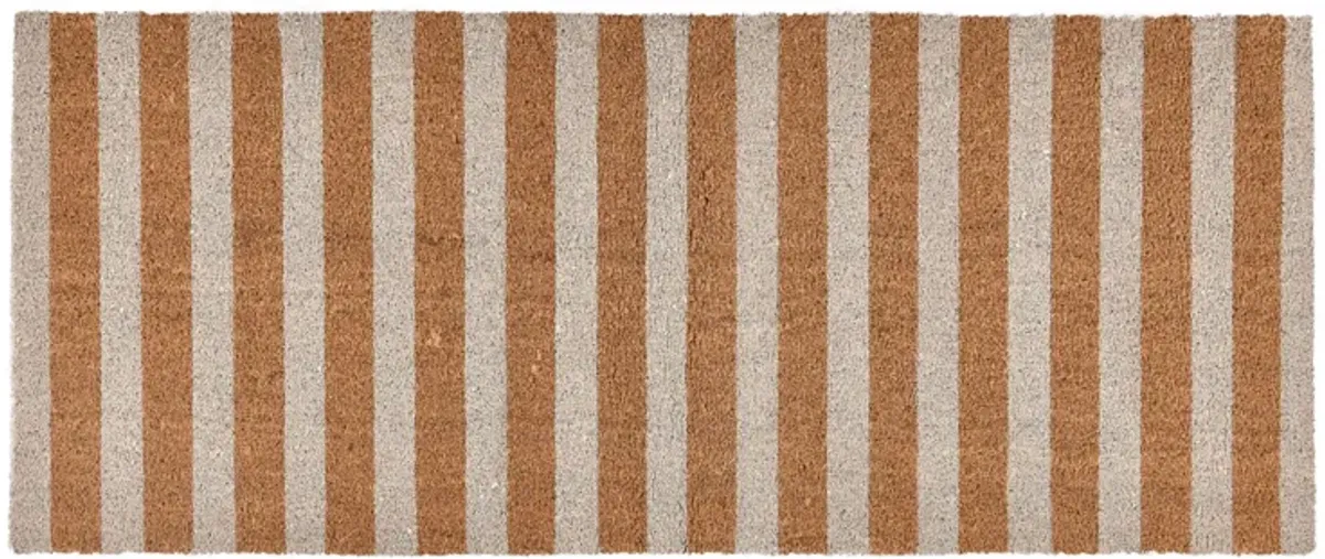 Striped 24"x57" Doormat Choir Front and PVC Backing Ivory and Natural