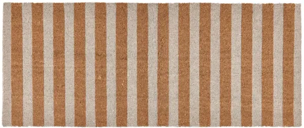 Striped 24"x57" Doormat Choir Front and PVC Backing Ivory and Natural