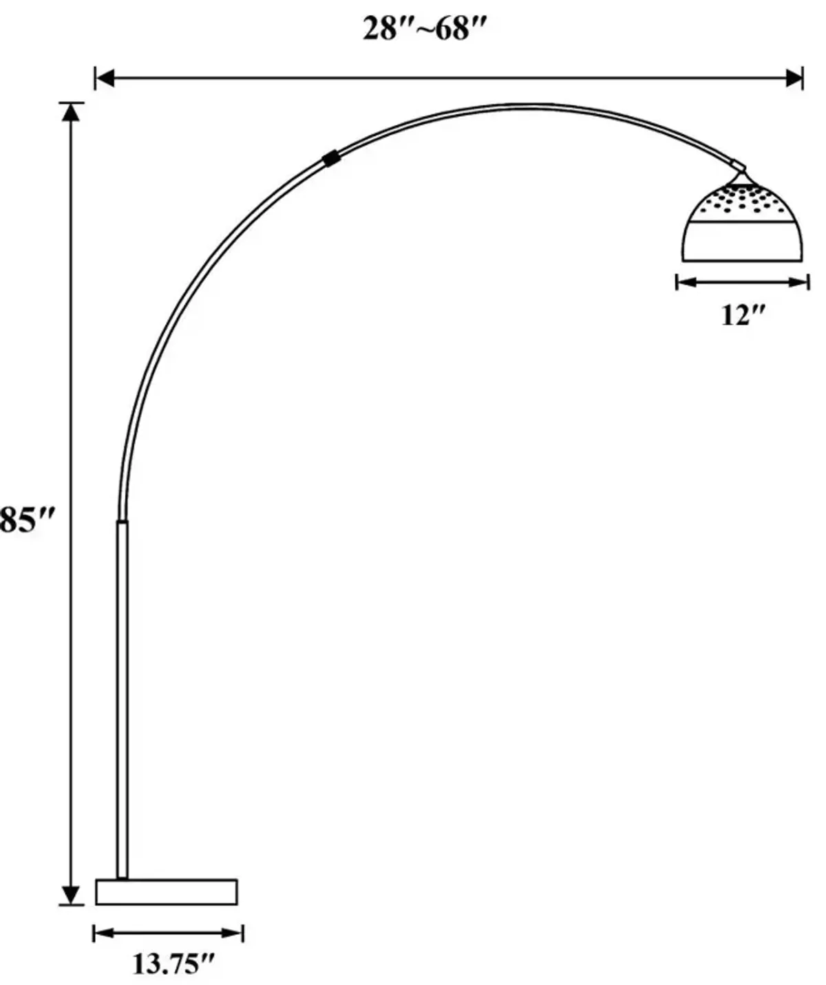 Krester Arched Floor Lamp Brushed Steel and Chrome