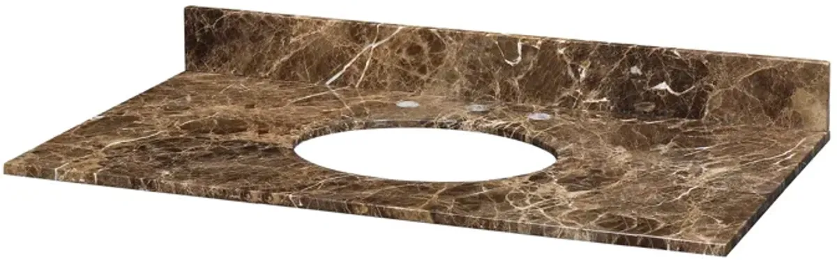 Stone Top - 49-inch for Oval Undermount Sink - Dark Emperador Marble