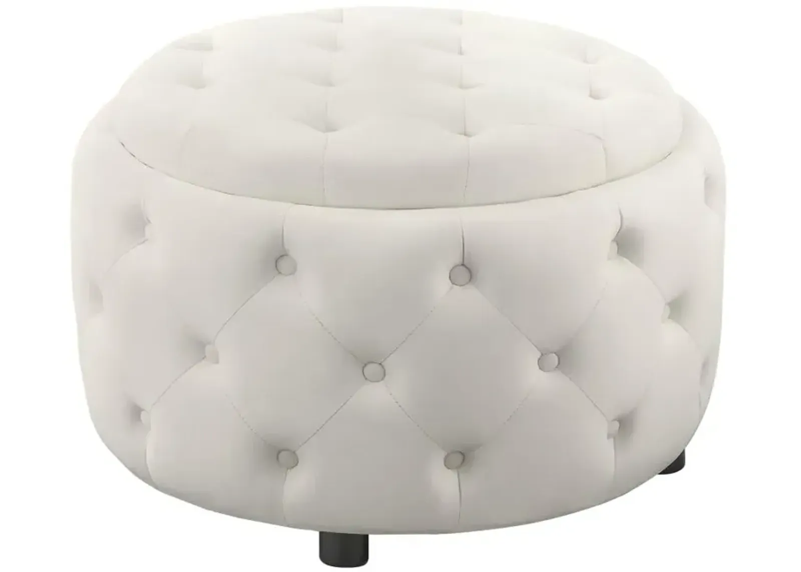 Angelina Tufted Storage Round Ottoman Pearl