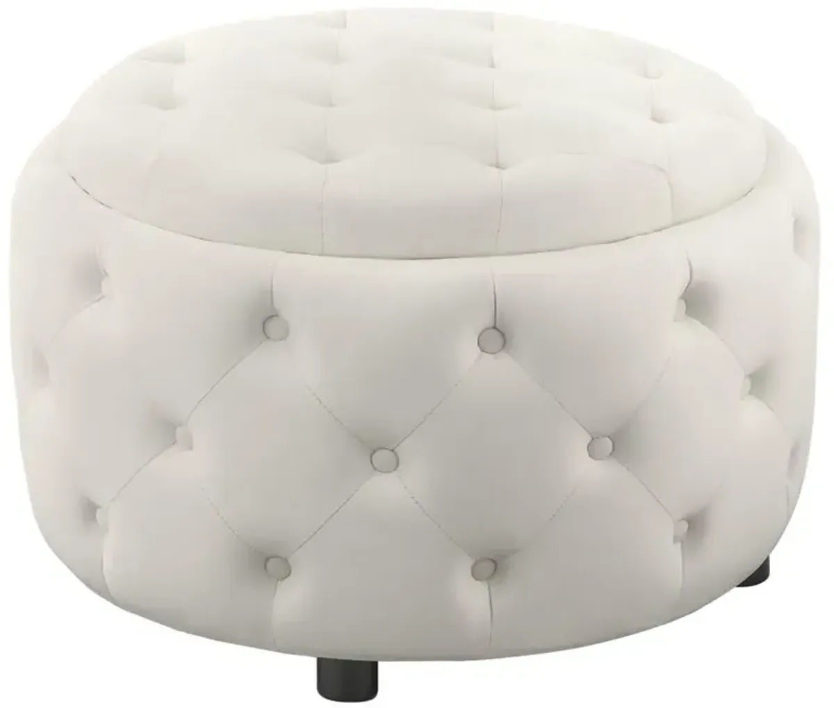 Angelina Tufted Storage Round Ottoman Pearl