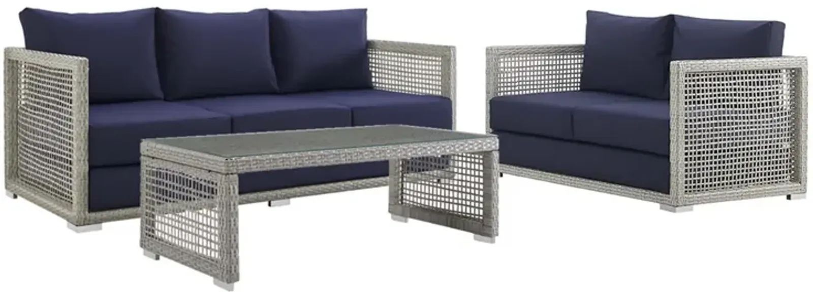 Aura 3 Piece Outdoor Patio Wicker Rattan Set