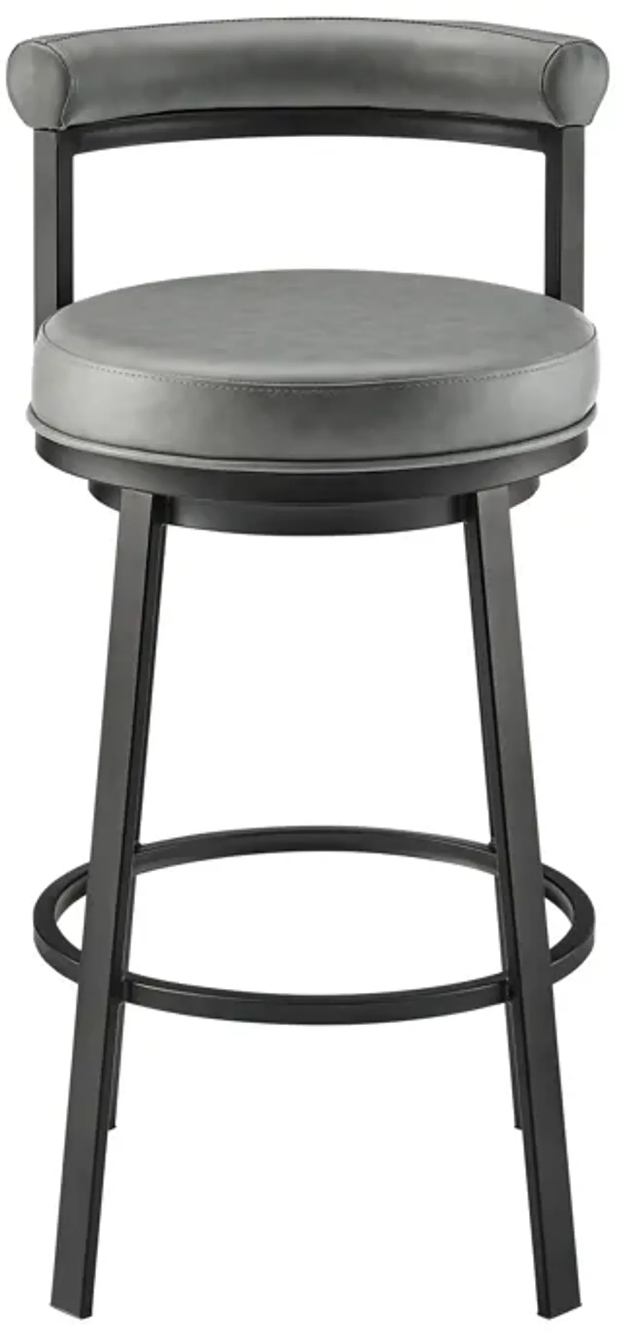 Neura Swivel Counter or Bar Stool in Black Finish with Gray Faux Leather