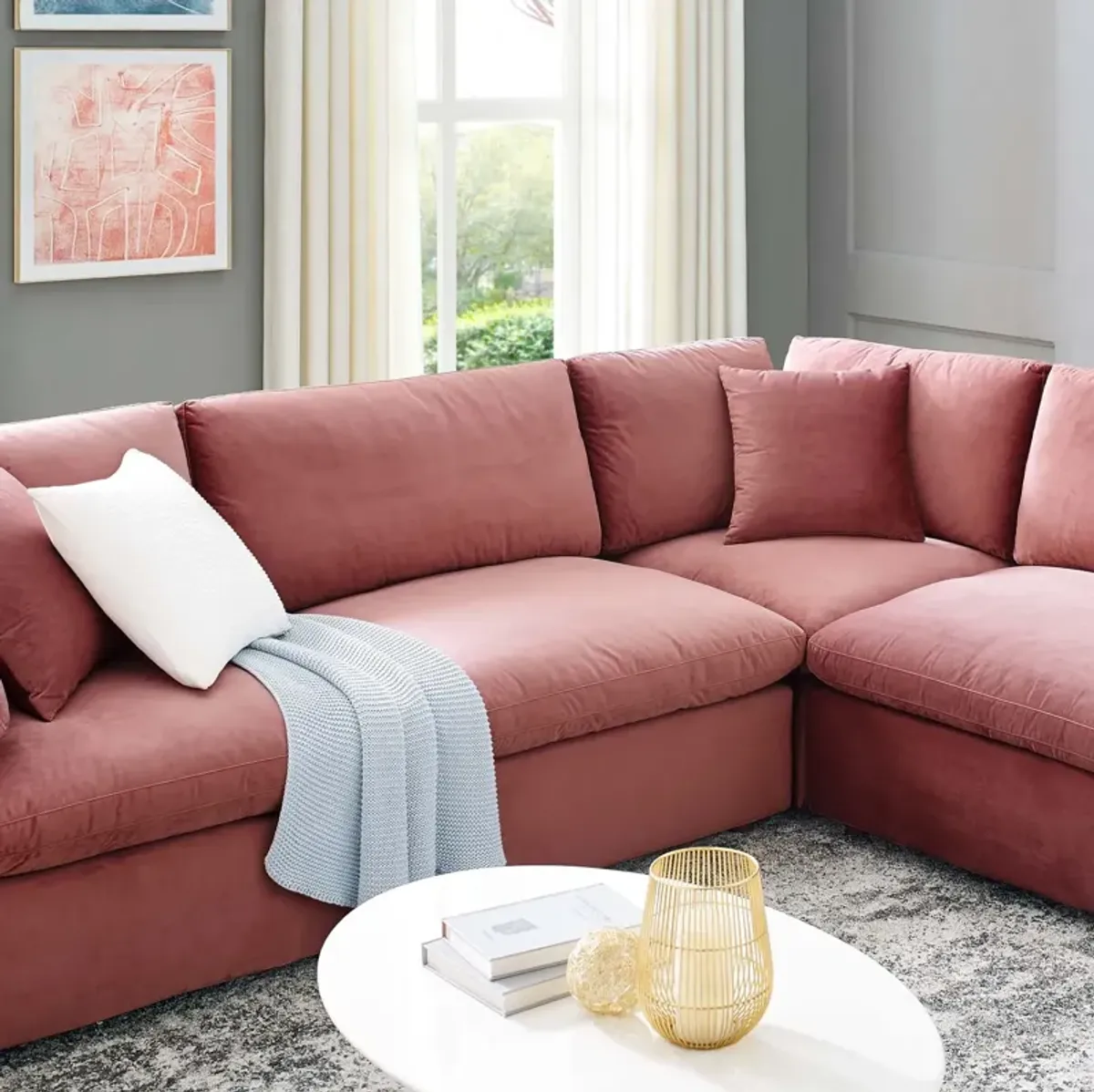 Commix Down Filled Overstuffed Performance Velvet 	8-Piece Sectional Sofa