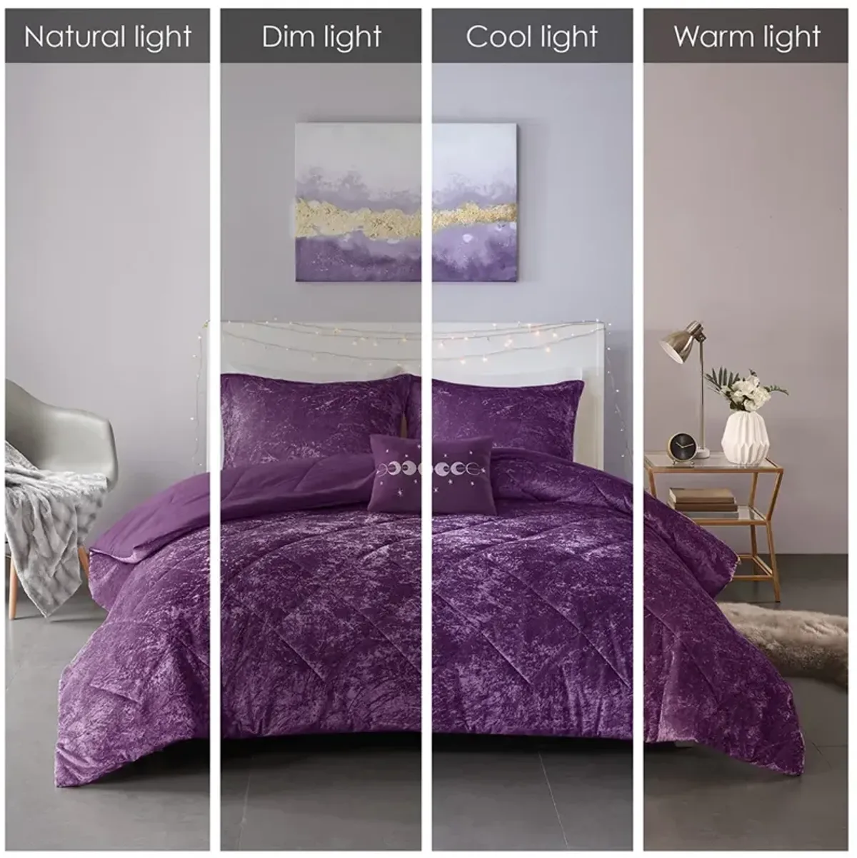 Intelligent Design Felicia Purple Velvet Comforter Set