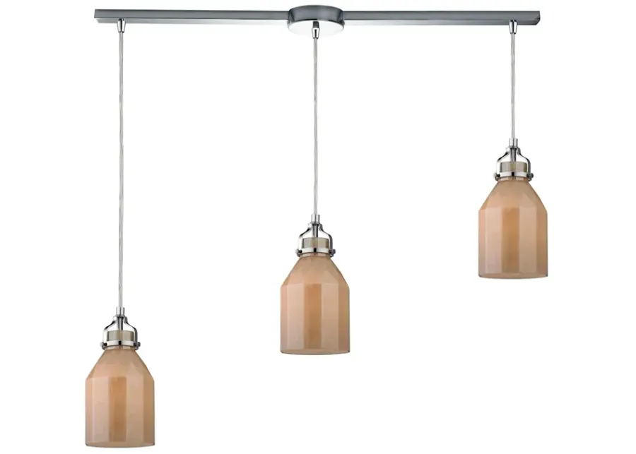 Danica 36'' Wide 3-Light Pendant - Polished Chrome and Cream Champagne Glass