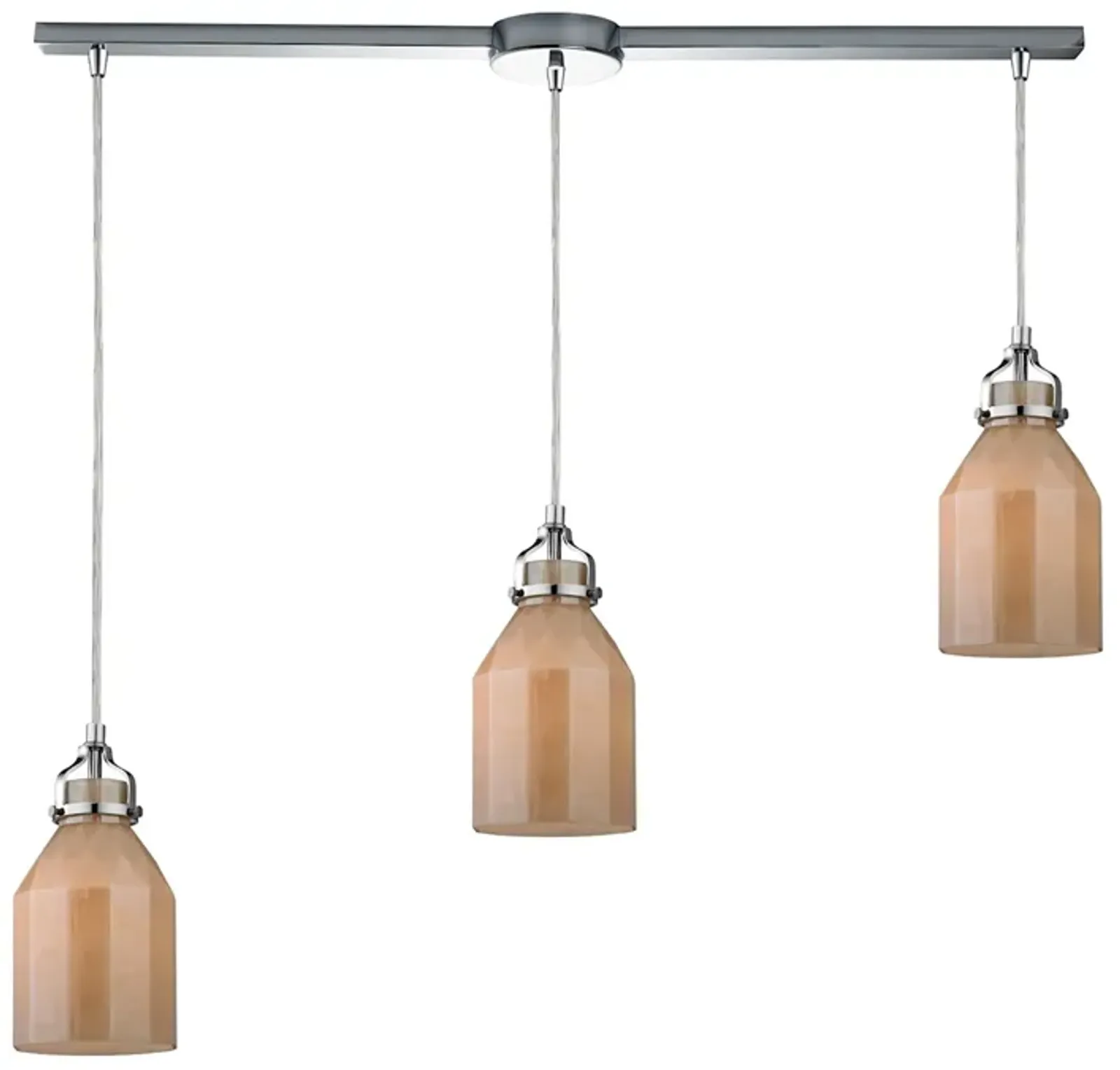 Danica 36'' Wide 3-Light Pendant - Polished Chrome and Cream Champagne Glass