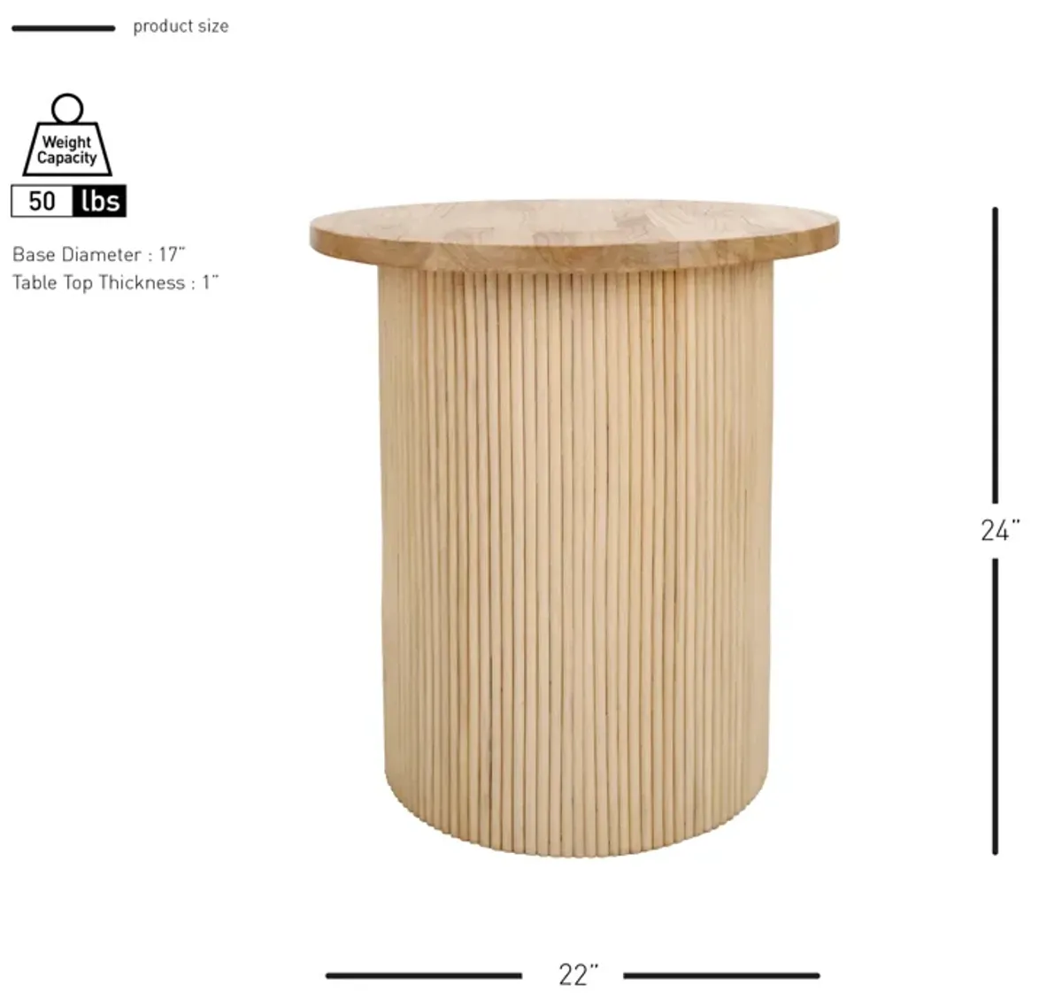 Kiefer End Table W/ Top