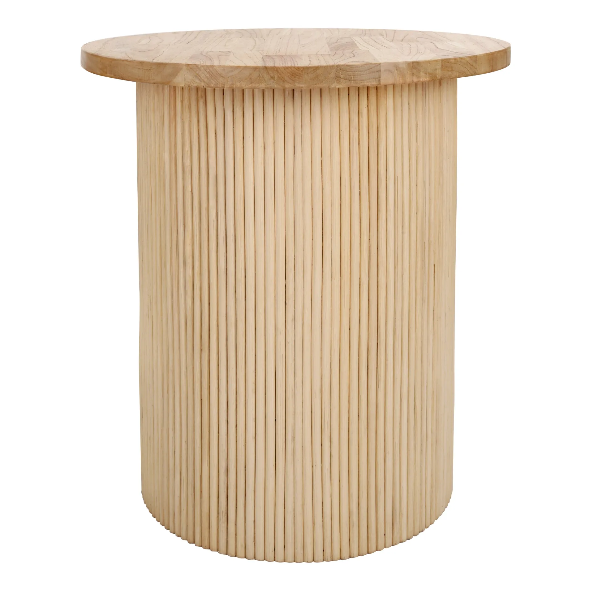 Kiefer Rattan Side/End Table w/ Wood Top, Natural