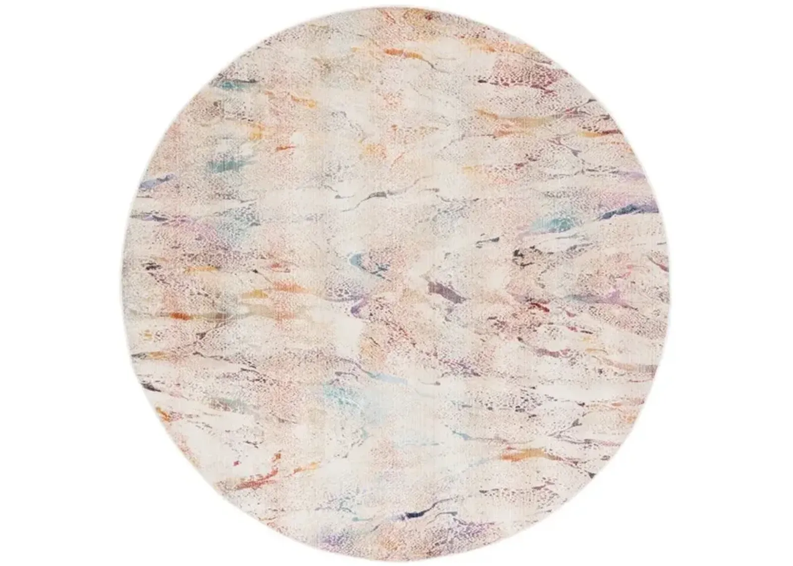 RAINBOW 656 Blue 6'-7' X 6'-7' Round Round Rug