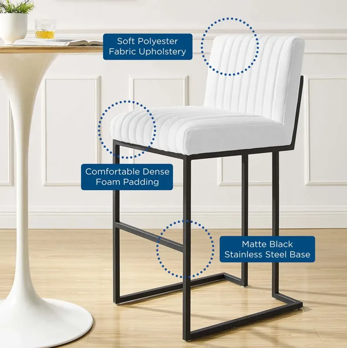 Indulge Channel Tufted Fabric Bar Stools