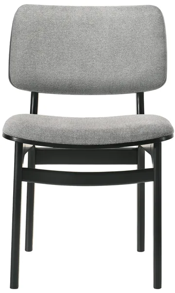 Lima Gray Upholstered Wood Dining Chairs in Black Finish - Set of 2