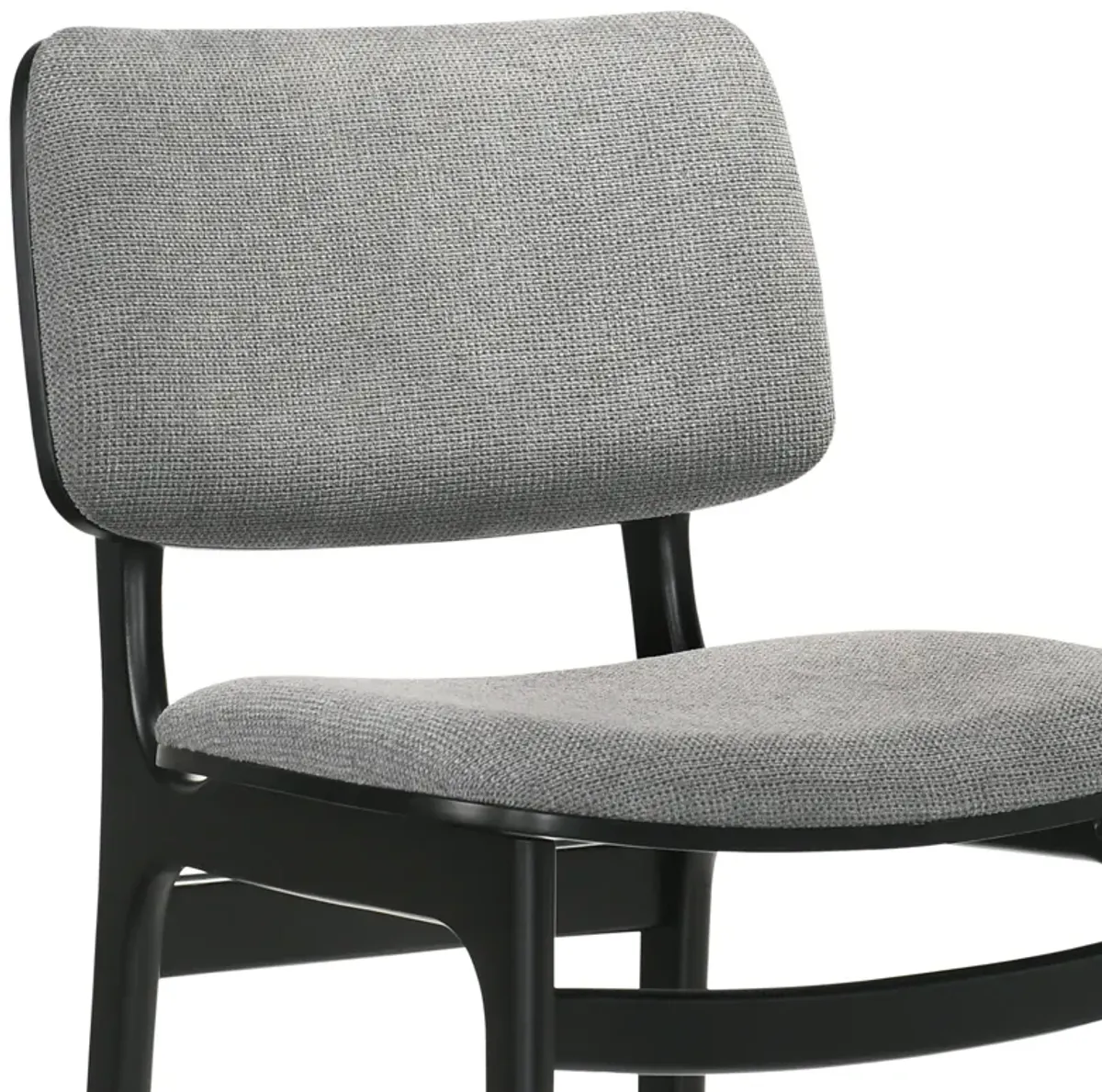 Lima Gray Upholstered Wood Dining Chairs in Black Finish - Set of 2