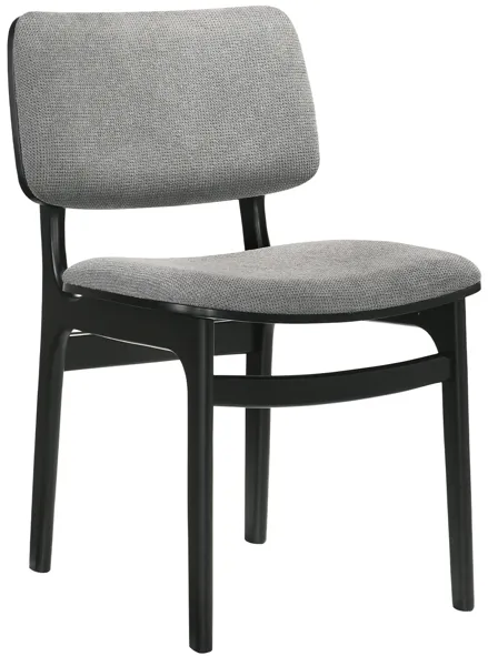 Lima Gray Upholstered Wood Dining Chairs in Black Finish - Set of 2