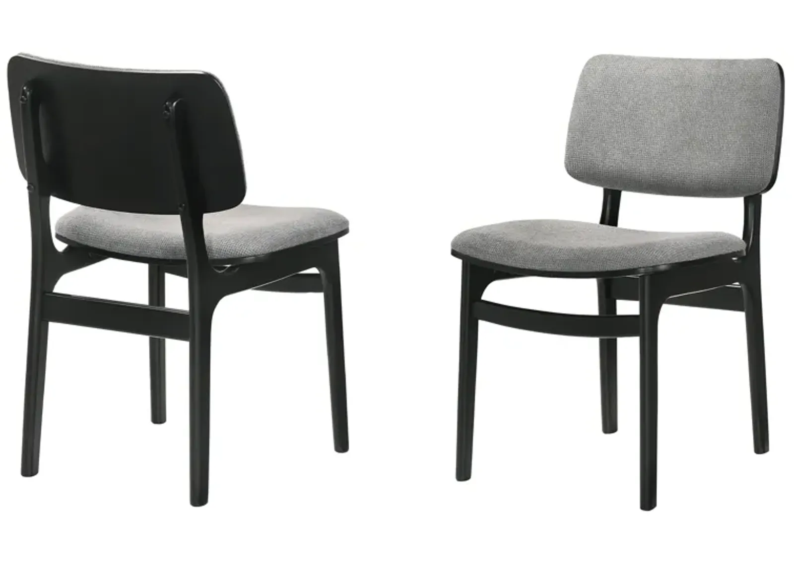 Lima Gray Upholstered Wood Dining Chairs in Black Finish - Set of 2