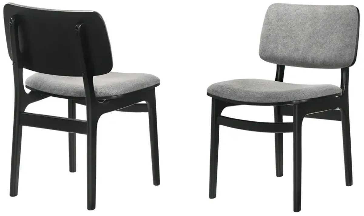 Lima Gray Upholstered Wood Dining Chairs in Black Finish - Set of 2