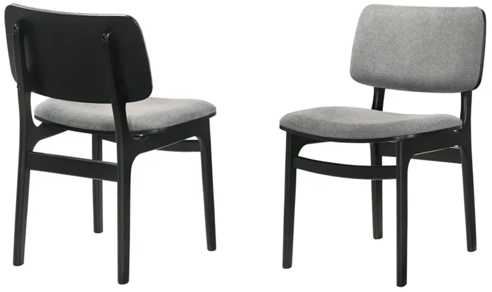 Lima Gray Upholstered Wood Dining Chairs in Black Finish - Set of 2