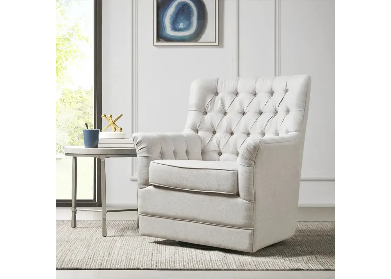 Madison Park Mathis Natural Swivel Glider Chair